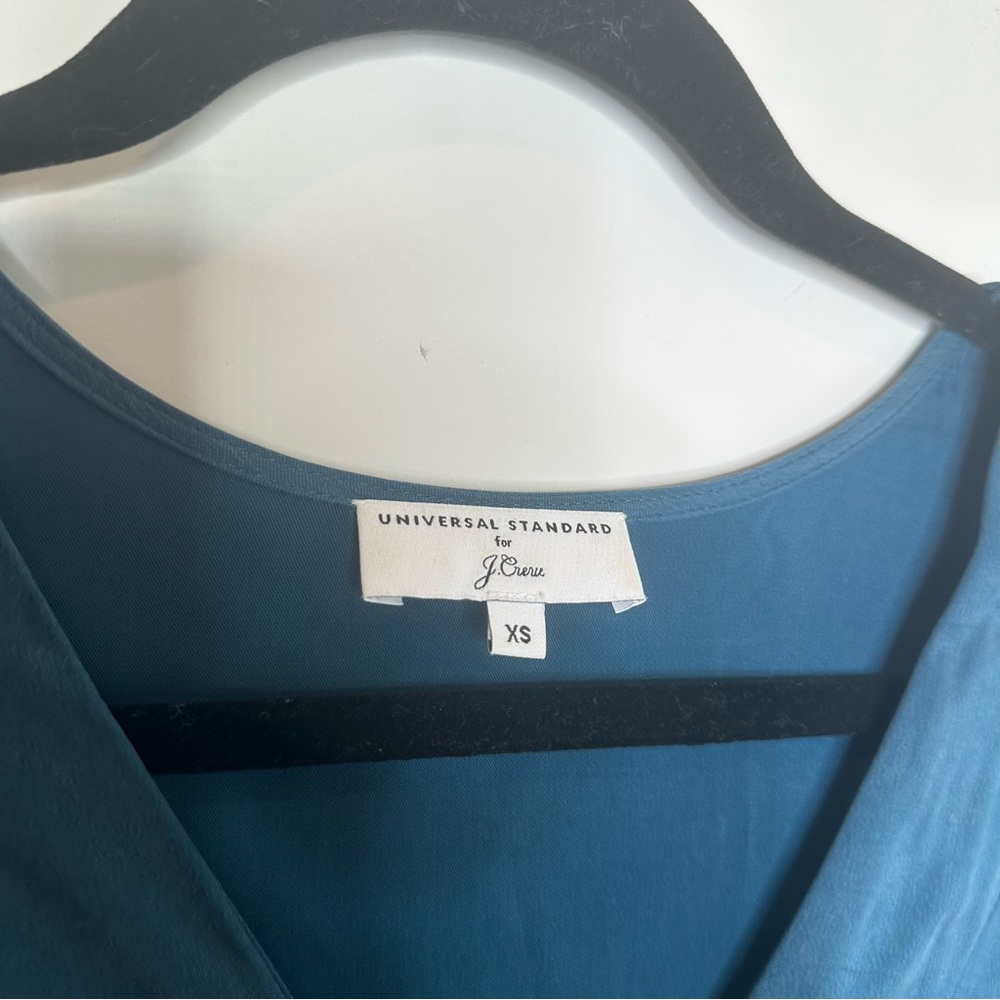 J. Crew x Universal Standard Cupro Lagenlook Dark Teal Maxi Dress - Picture 6 of 12